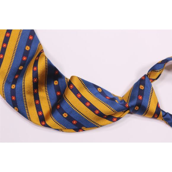 Etro Blue Gold Striped Silk Necktie Tie - Picture 1 of 6
